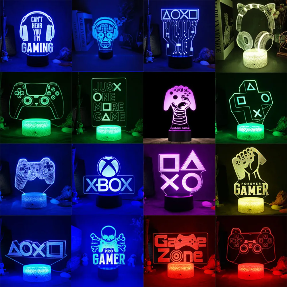 3D LED Gaming Setup RGB Lamp USB Powered Gaming Room Children's Lamp Bedroom Night Lights LED Table Lamp Indoor Lighting Gifts