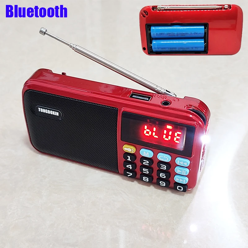 C-803 Bluetooh Speaker Support 2 18650 Battery Portable MP3 Radio Super Bass TF USB FM Player LED Torch 3.5mm Earphone Out