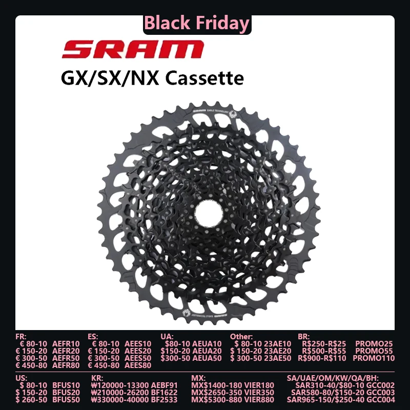 SRAM GX EAGLE 1275 NX EAGLE PG 1230 SX PG 1210 12S Cassette 12 SPEED MTB Bicycle Bike Freewheel 10-50T/10-52T/11-50T Freewheel