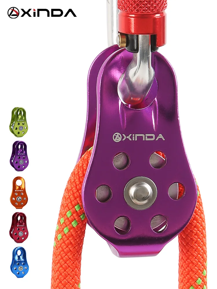 XINDA Rock Climbing Pulley Fixed Sideplate Single Sheave Pulley Outdoor Survival Tool High Altitud Traverse Hauling Gear