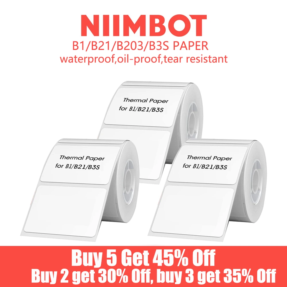 NiiMBOT B3S / B21 Thermal Label Self-adhesive Sticker Blank Clothing Hangtag Sample Price Production Bar Code Printing Paper