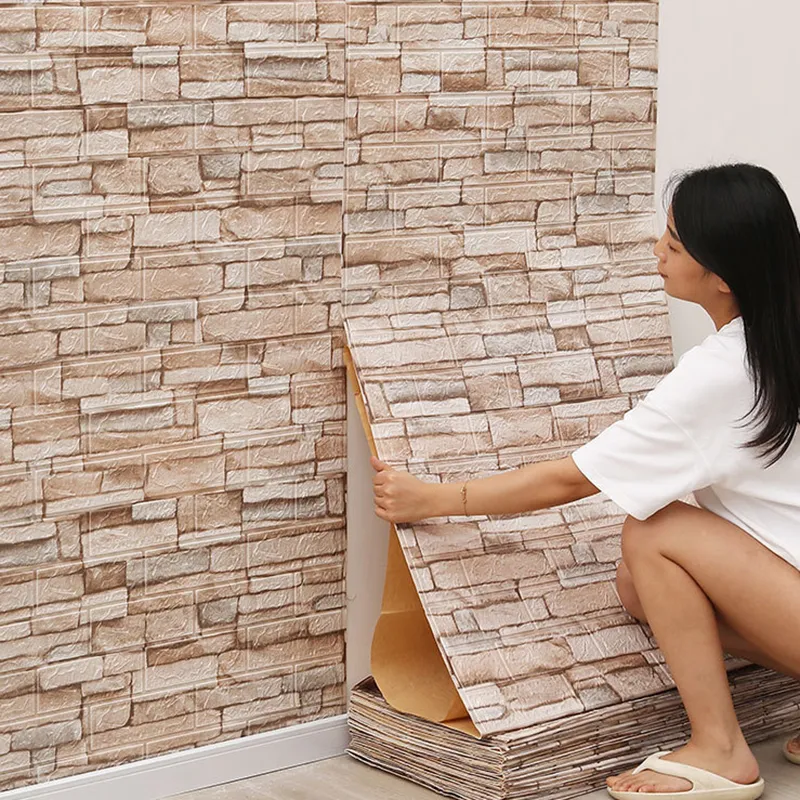 1Pcs 77cm*70cm 3D Wall Sticker Imitation Brick Bedroom Home Decor Waterproof Self-adhesive DIY Wallpaper for Living Room