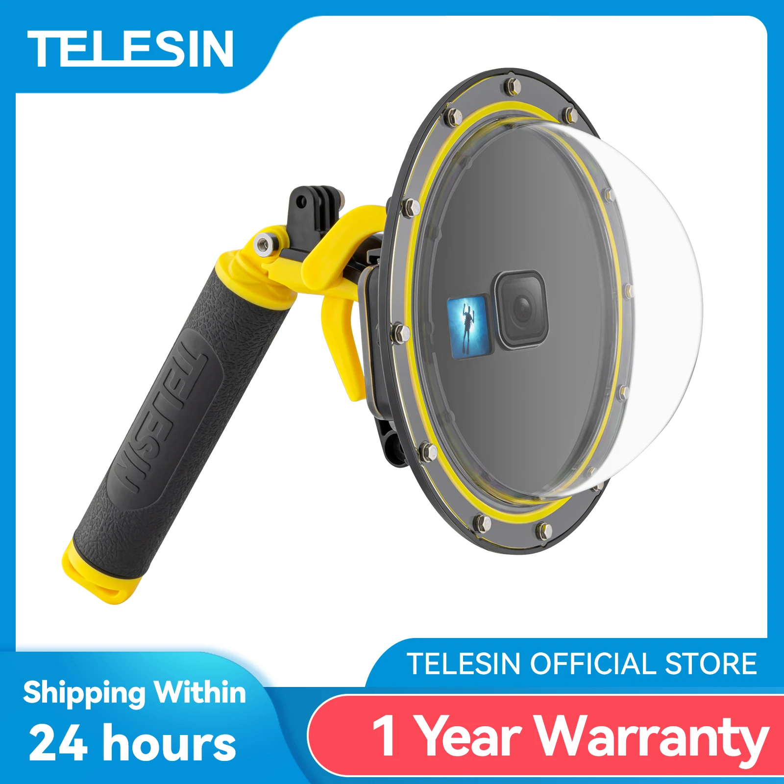 TELESIN 6'' Dome Port 30M Waterproof Case Housing For Gopro Hero 5 6 7 9 10 11 12 Trigger Dome Cover Lens Accessories