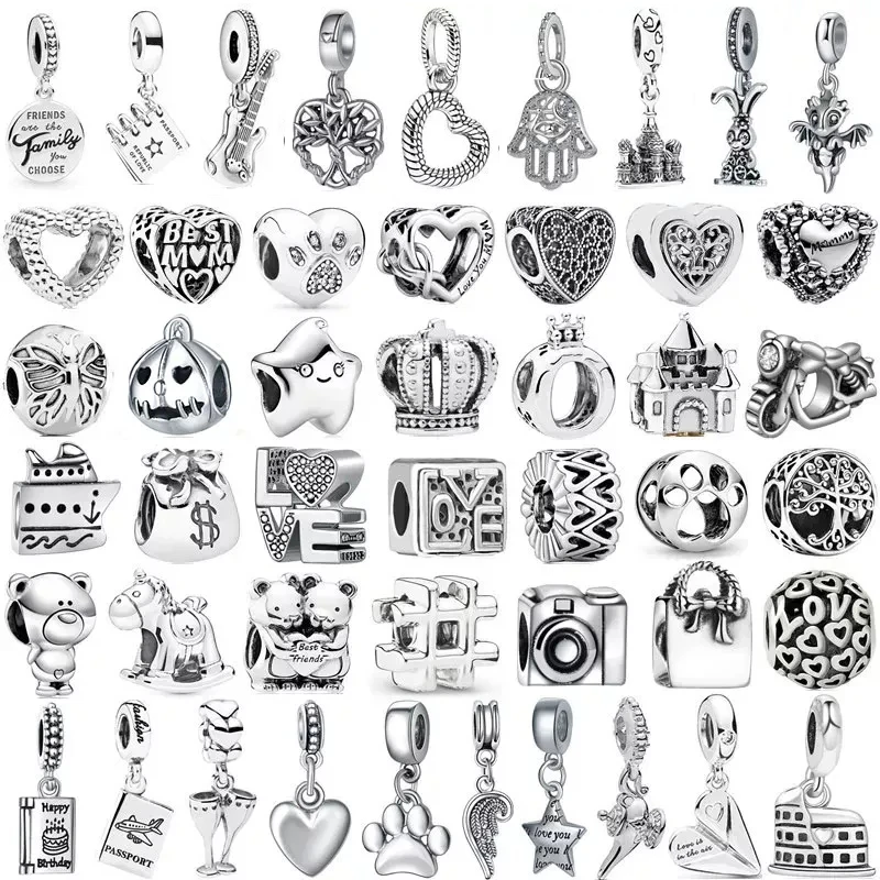 New Silver Plated Heart Angel Lady DIY Pendant Beads Jewelry Accessories Gift For Charm Bracelet