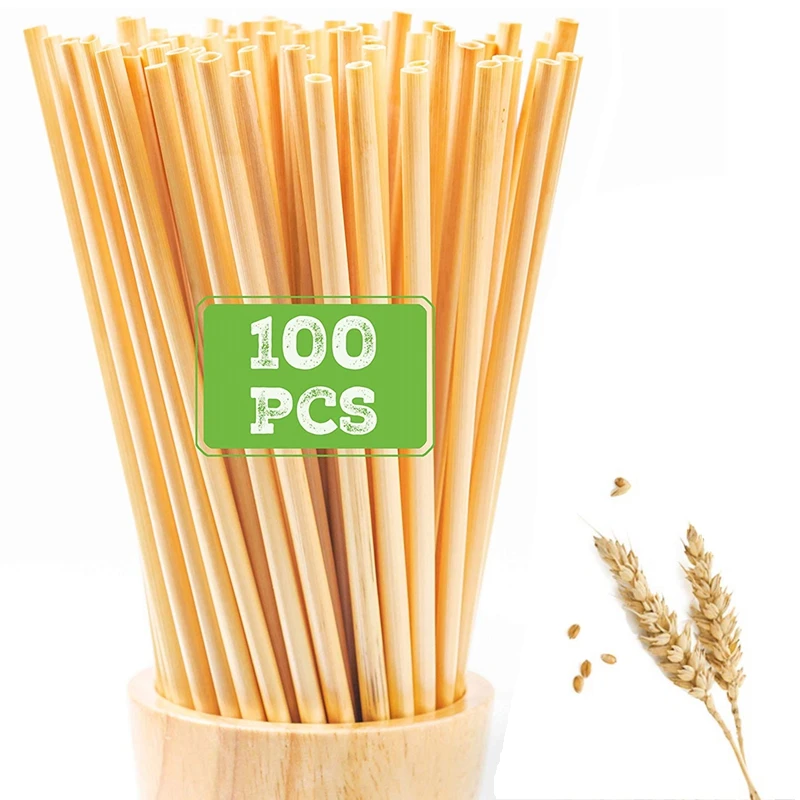 100pcs 20cm Disposable Wheat Straw Eco-Friendly Natural Wheat Drinking Straws Portable Environmentally Straws Bar Accessory