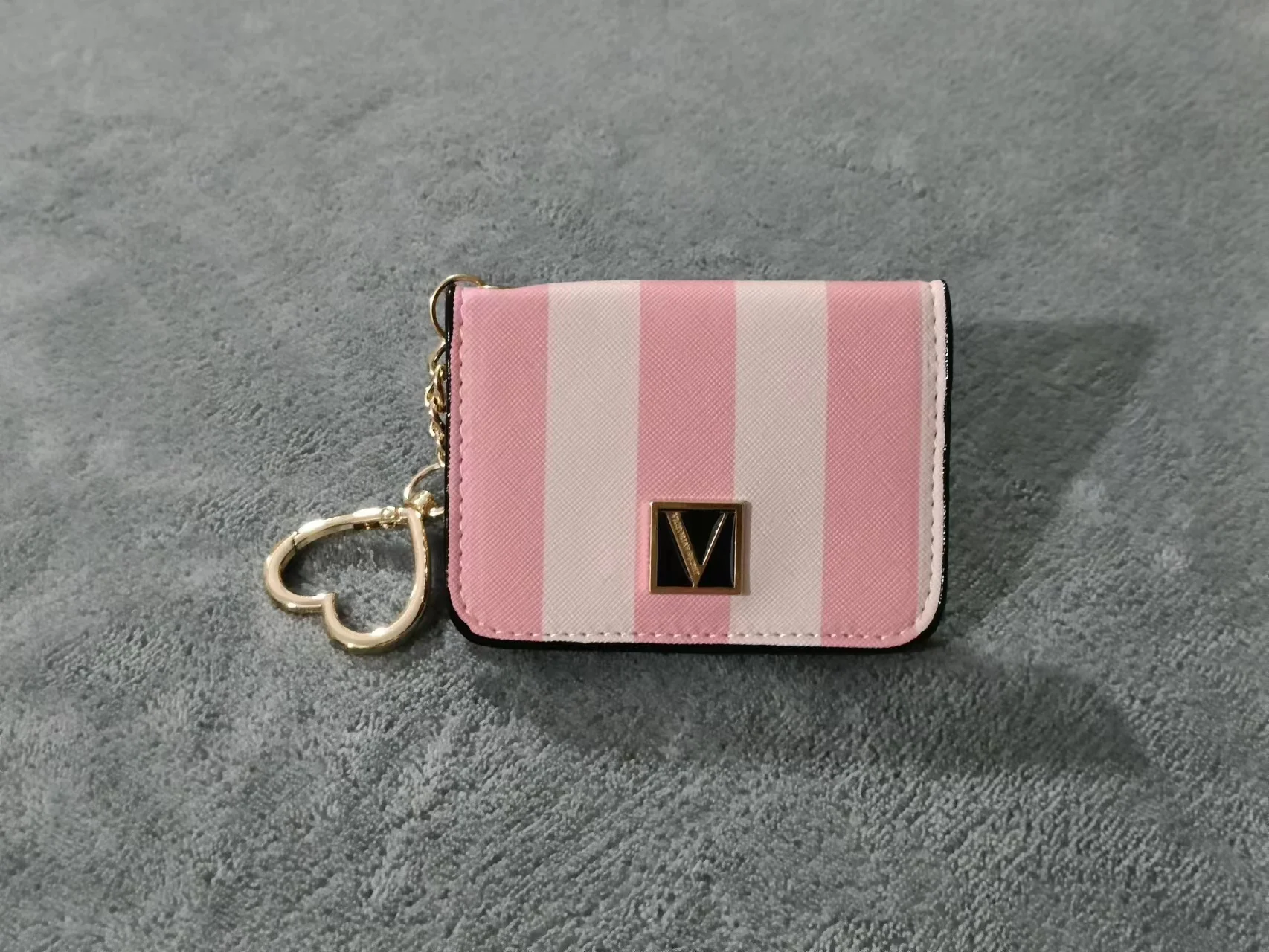 Pink Signature Card Holder Case Keychain Wallet New Coin Purse