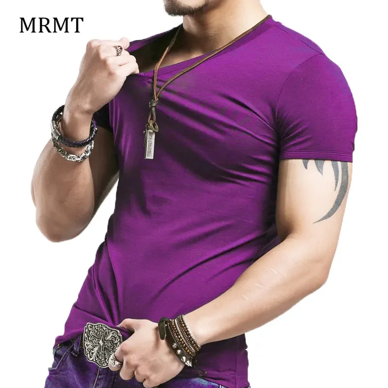 2024 Brand New Men T Shirt Tops V neck Short Sleeve Tees Men's Fashion Fitness Hot T-shirt For Male Free Shipping Size 5XL