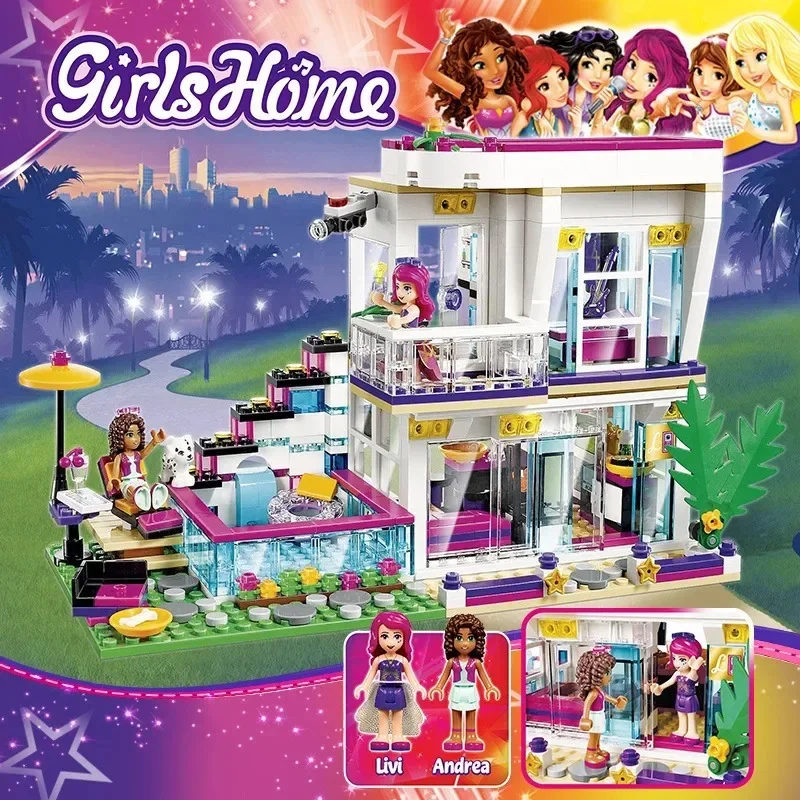 NEW 760pcs Pop Star House Building Block Compatible 41135 Livi Friends For Girls Figures Bricks Educational Toys For Children