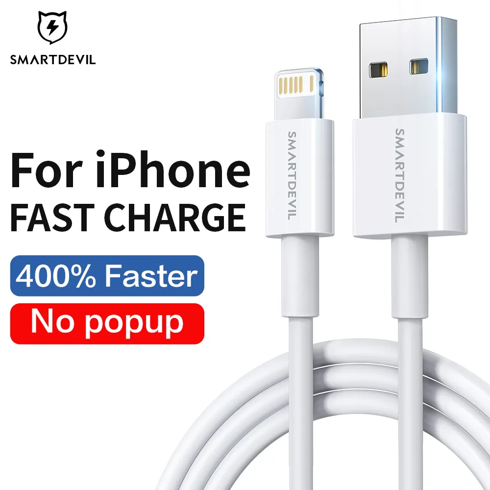 SmartDevil 20W USB Cable for iPhone 14 11 12 13 Pro Max 8 Plus X Xr Phone Fast Charging Data Sync For iPad iPod Lightning 3A 3.0