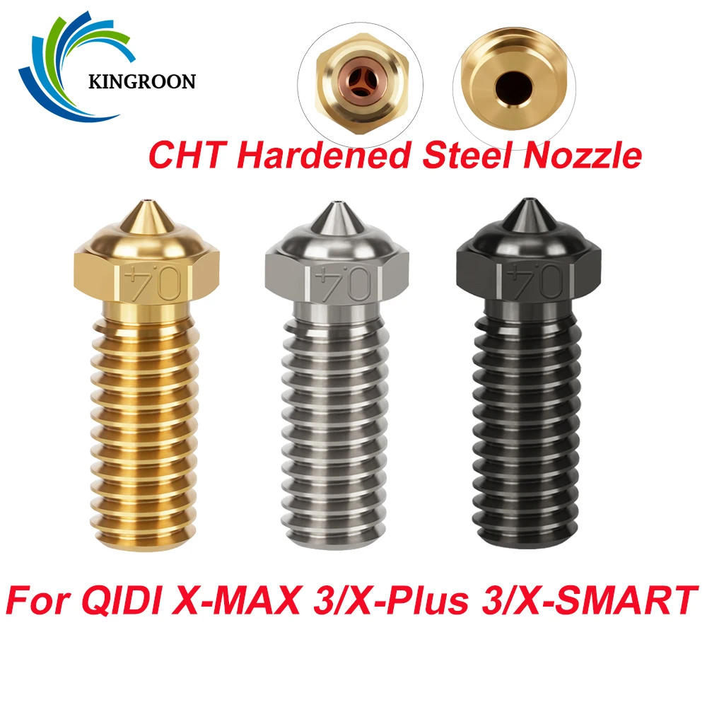 CHT Nozzle For QIDI TECH X PLUS 3/ X MAX 3/X SMART 3 Copper Clone Nozzle Brass Hardened Steel Nozzle High Flow 3D Printer Parts