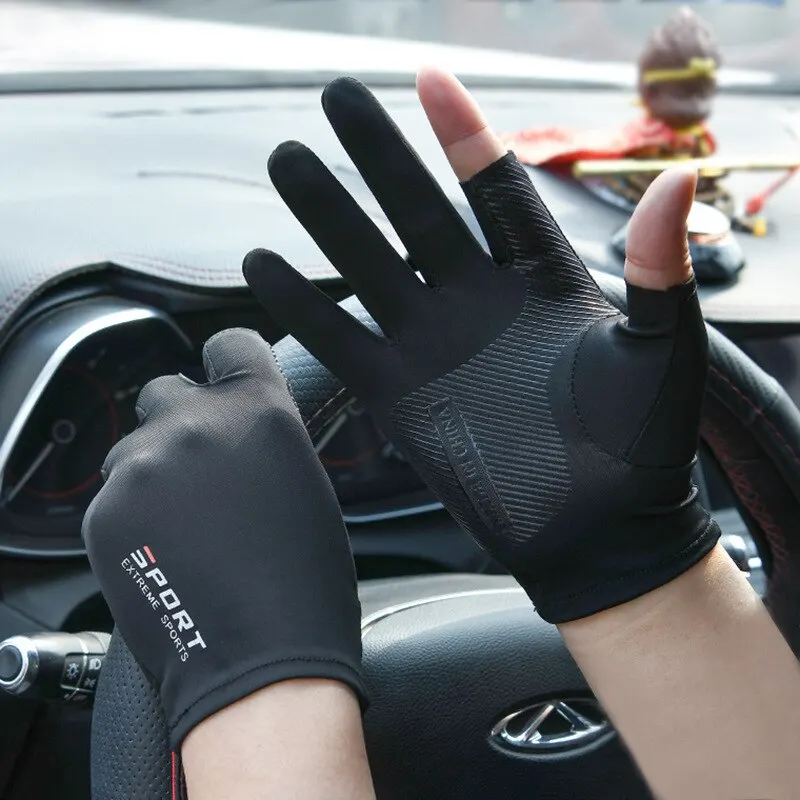 Ice Silk Halffinger Cycling Gloves for Men and Women Outdoor Sports Fitness Driving Fishing Highelastic Comfortable