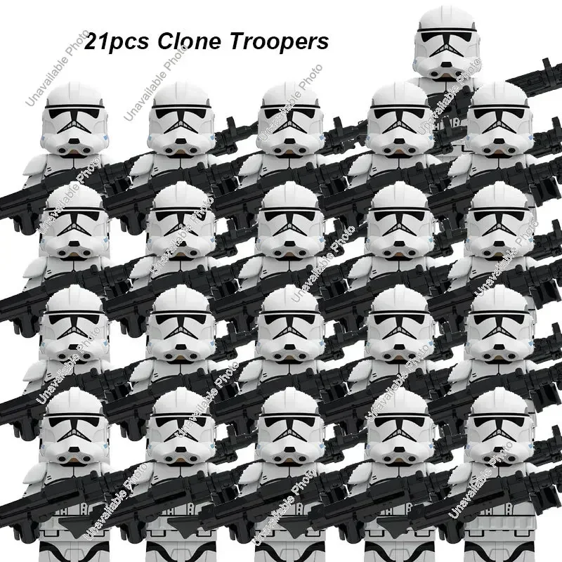 HEROCROSS 21Pcs Clone Troopers 501st legion with Captain Rex Snow Troopers Building Blocks Bricks Action Figure Toys Kids Gifts