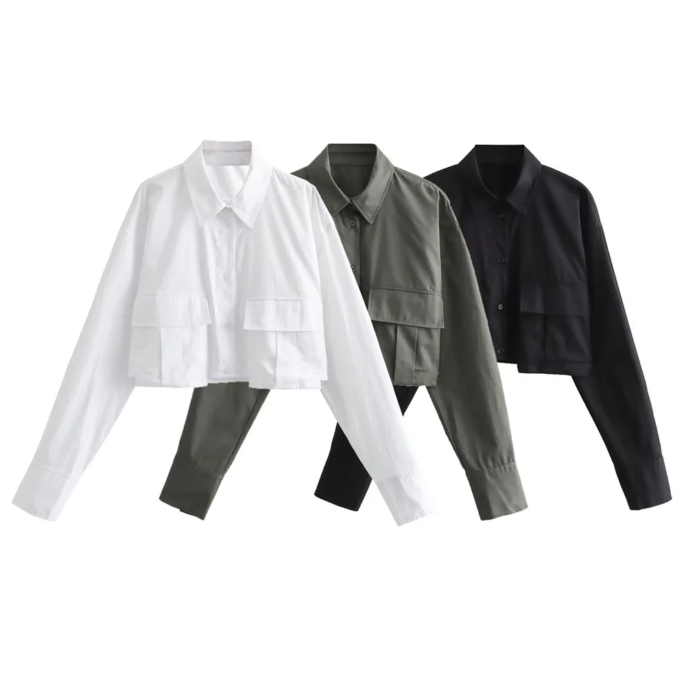 PB&ZA 2023 Autumn New Women's Wear Design Sense: A Small Number Polo Neck Loose Windbreaker Fabric Short Shirt 4432029