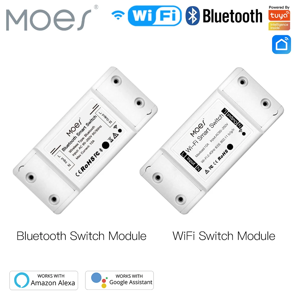 MOES DIY Bluetooth Wi-Fi Smart Light Switch  Timer Smart Life APP Wireless Remote Control Works with Alexa Google Home