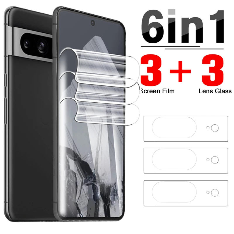 Protective Films For Google Pixel 8 7 Pro 7A Soft Hydrogel Film Screen Protector with Camera Lens Glass for Google Pixel7 Pixel8