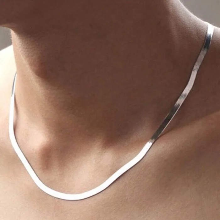 925 Sterling Silver fine 4MM Blade Chain Necklace for Women Men Luxury wedding party Jewelry  Holiday gifts