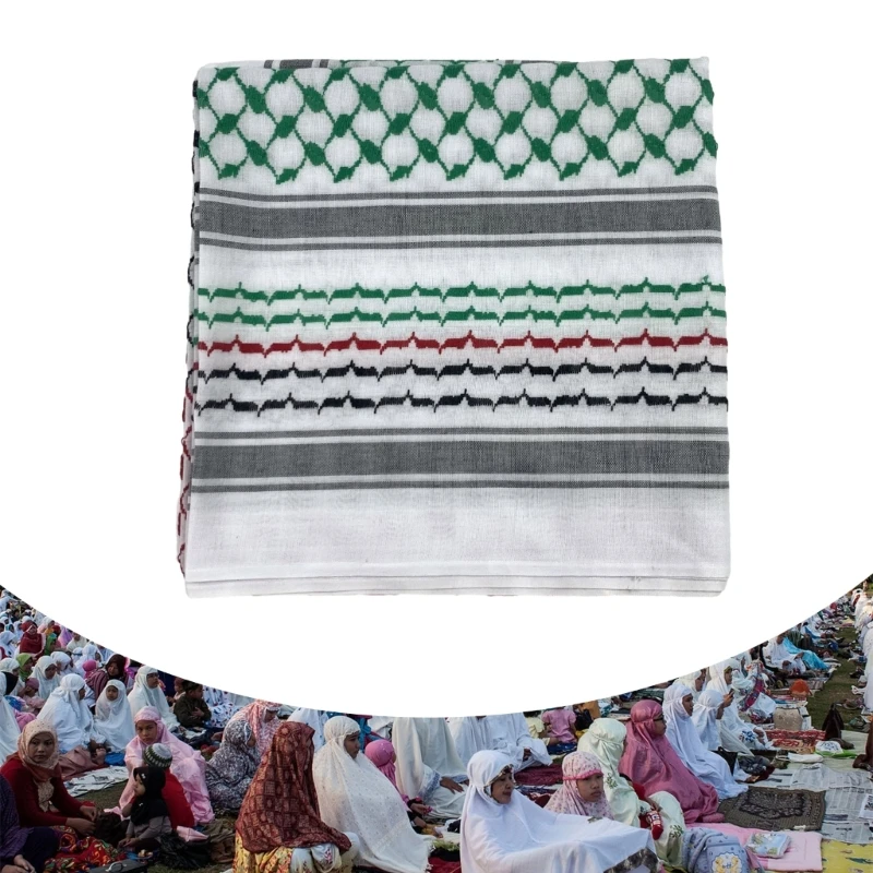 Men Colorful Shemagh Desert Scarf Geometric Jacquard Arabian Keffiyeh Turban Shawl Head Wrap Square Scarf Male Outdoor Headscarf