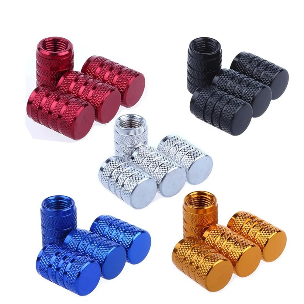 4Pcs Car Tire Valve Stems Cap Knurling Style Tire Valve Cap Aluminum Tire Wheel Stem Air Valve Cap car Universal accessories