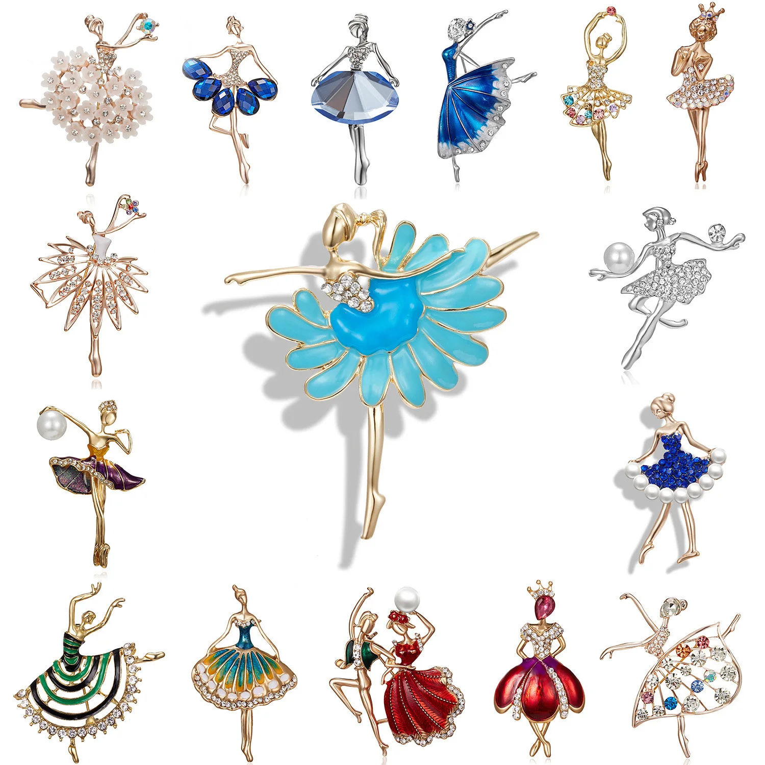 SKEDS Exquisite Crystal Ballet Dancer Brooches Jewelry Pins For Lady Elegant Women's Brooch Pin Decorative Suit Clothing Badges