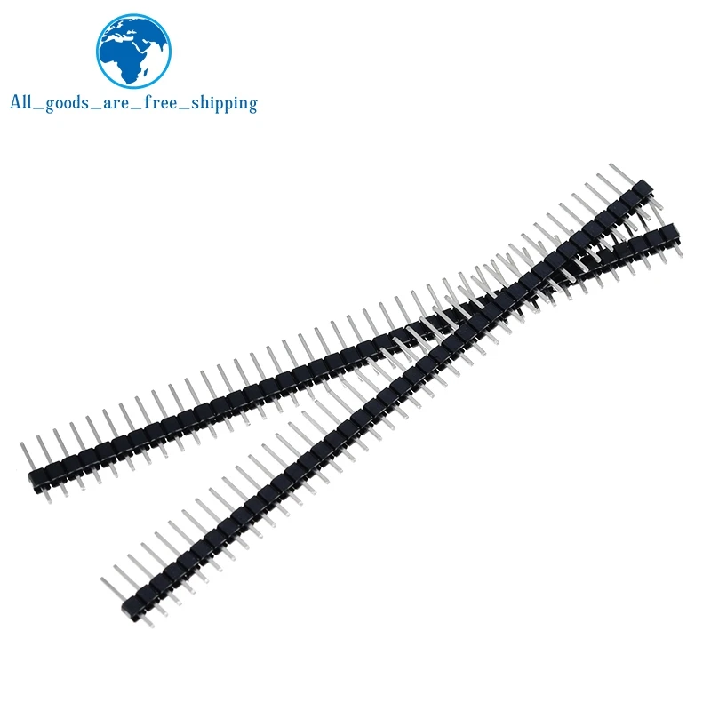 10pcs TZT  40 Pin 1x40 Single Row Male 2.54 Breakable Pin Header Connector Strip for Arduino Black