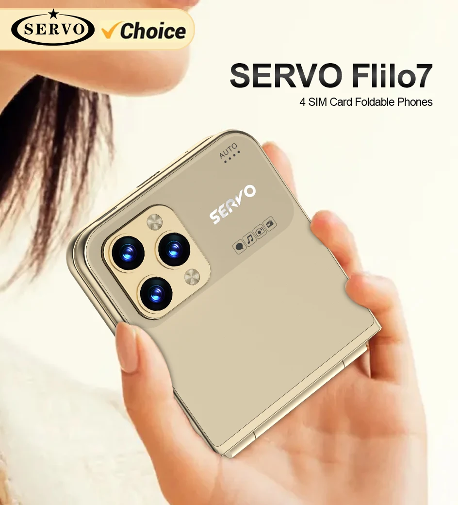 SERVO Flilo7 Fashion Flip Mobile Phone 4 SIM 2.6 inch Screen Auto Call Record Speed Dial Magic Voice Blacklist Telephones Type-C
