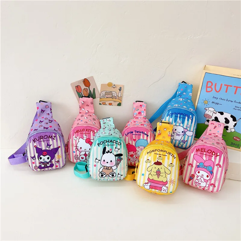 Cinnamoroll Chest Bag Kawaii Sanrio Crossbody Bags Kuromi My Melody Messenger Shoulder Handbag for Women Travel Sport Toys Girls