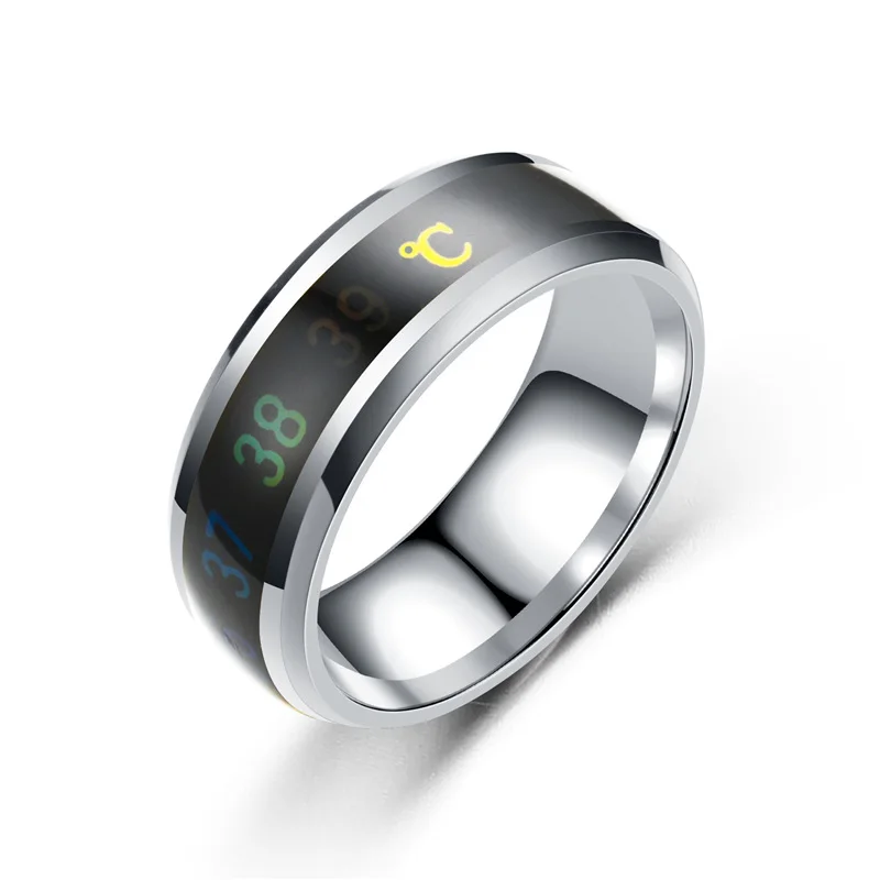 Smart Stainless Steel Multifunctional Ring For Couples Mood Changes Color From Waterproof Body Temperature Measuring Ring