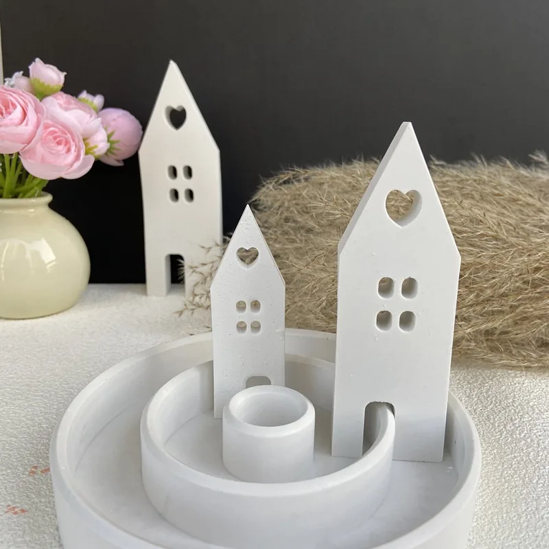 Heart House Silicone Molds Light Heart Houses Concrete Moulds Casting Molds Houses Decoration Home Resin Mold Casting Mould