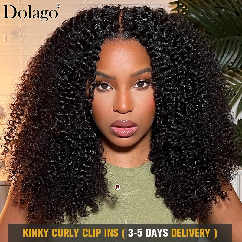 3B 3C Kinky Curly Clip In Hair Extensions Human Hair Afro Kinky Curly Clip Ins Bundles For Black Women 4A Dolago Full Head Sets