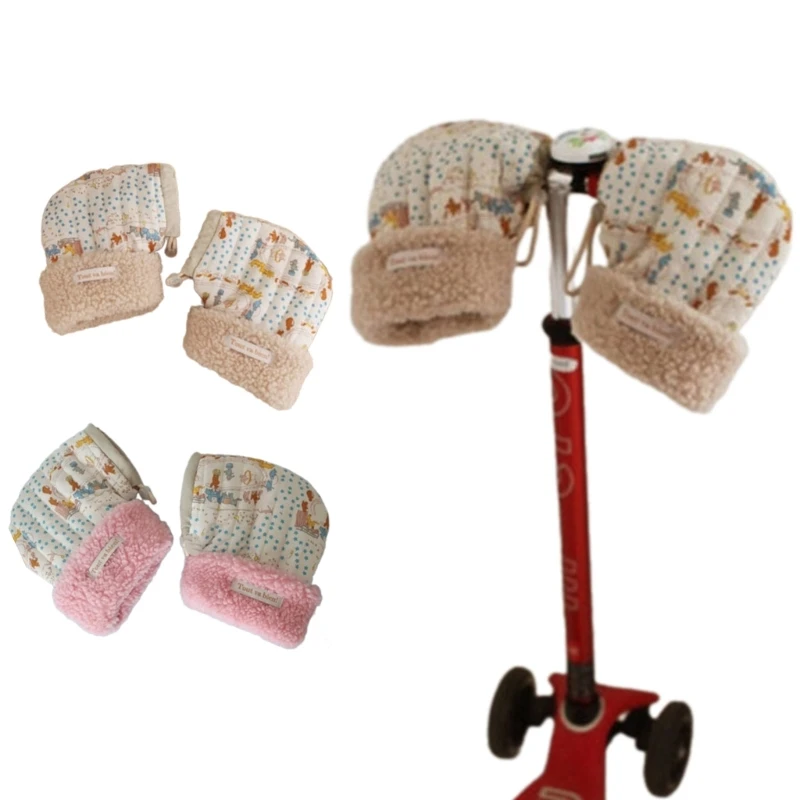 Windproof Infant Stroller Hand Muffs Outdoor Sports Mittens Cartoon Printed Hands Warmer Scooter Accessory for Winter