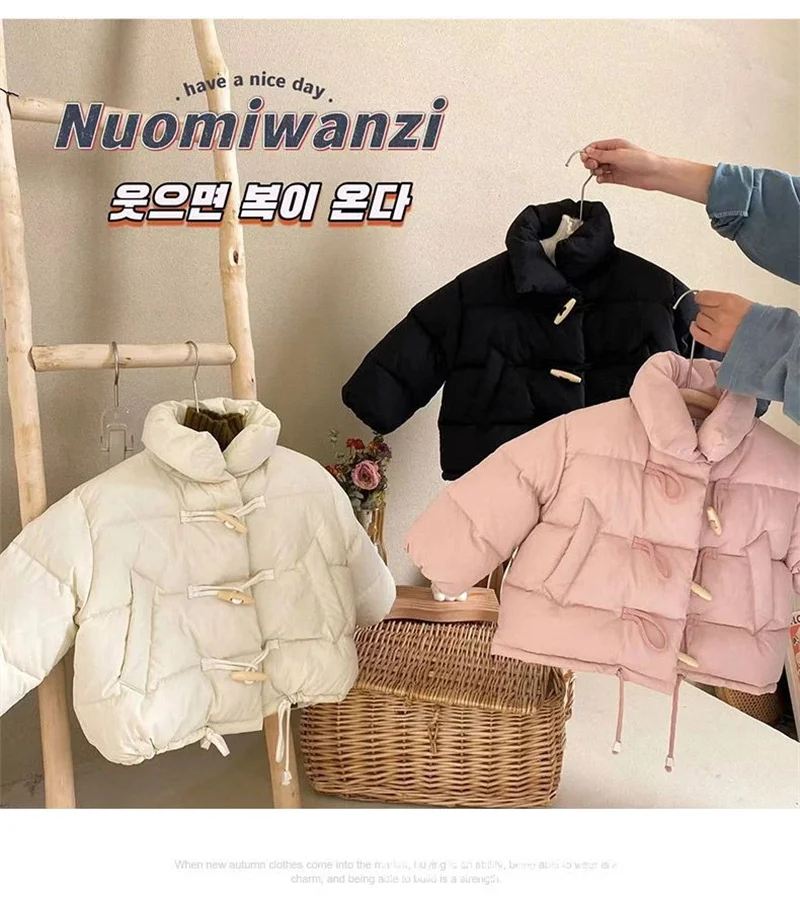 Winter Warm Down Jacket Kids Cotton Clothes Girls Thick Outerwear Children's Coat Fashion Cropped Jacket 2-10 Years