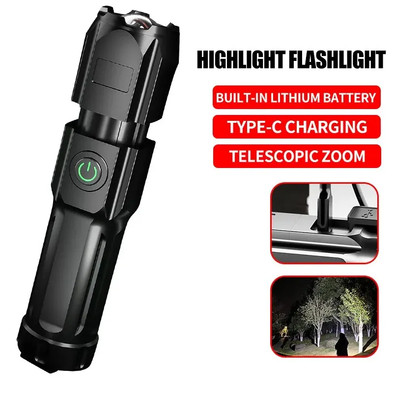 Powerful LED Flashlight 100000 Lumen Tactical Flashlights Rechargeable USB 18650 Waterproof Zoom Fishing Hunting LED Flashlight