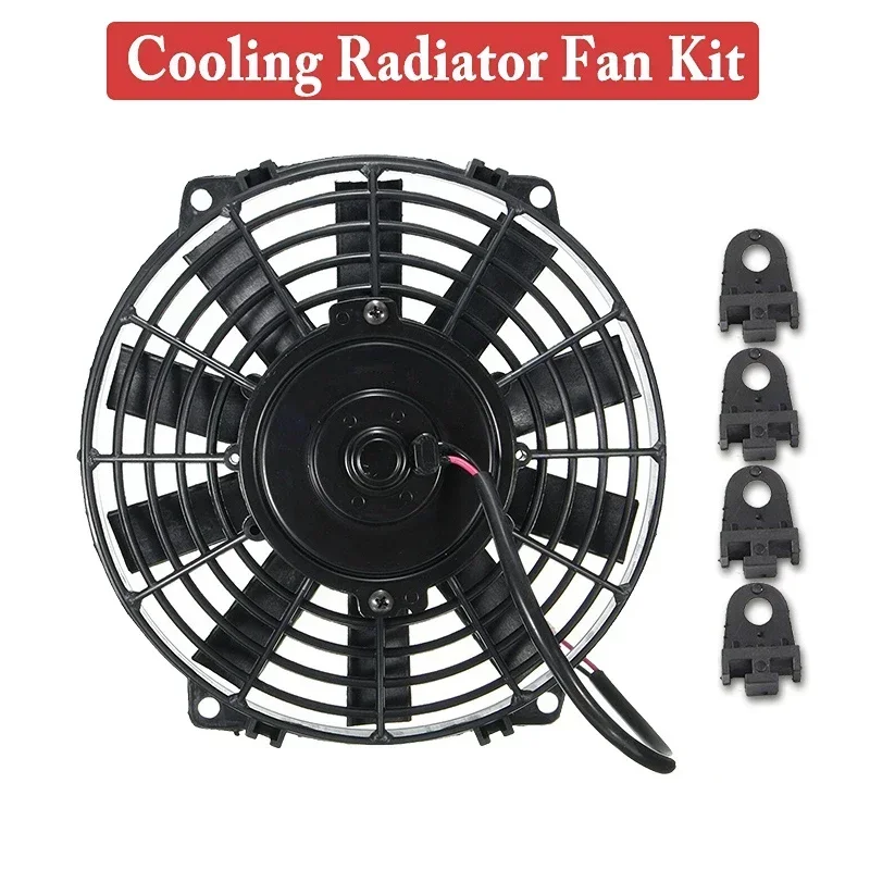8 9 10 12 14 Inch Universal Slim Fan Push Pull Electric Radiator Fan Air-Sucking Type Cooling & Mounting Kit 12V 80W 2100RPM