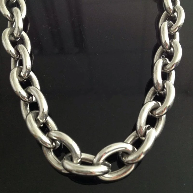 7"-40" Huge  Jewelry Men's 316L Stainless Steel Silver Color Big O Link Chain Necklace High Quality 8/11/13/15mm Not Fades