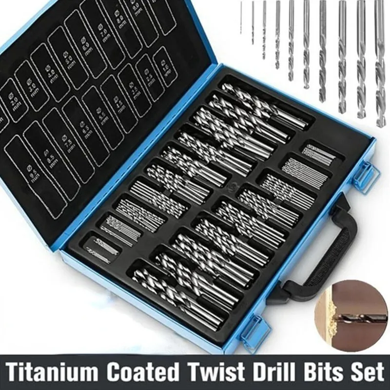 KUNLIYAOI  100pcs Titanium Coated  Set HSS Mini Extractor Bit 1/1.5/2/2.5/3mm For Metal Wood Aluminum Drilling Tools