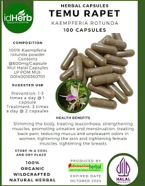 [idherb] Capsule Kaempferia Rotunda Temu Rapet Natural Organic Herbal