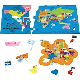 Imagimake: Mapology World with Flags & Capitals- with Country Shaped Pieces- Jigsaw Puzzle and Educational Toy for Boys and Girl