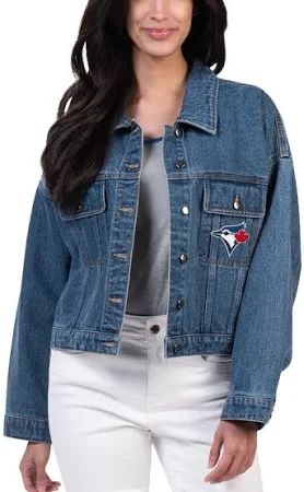 Women's G-III 4Her by Carl Banks Toronto Blue Jays Victory Oversized Button-Up Denim Jacket