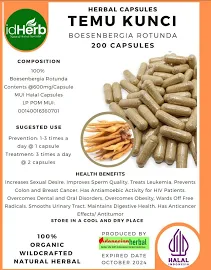 [idherb] Capsule Boesenbergia Rotunda Temu Kunci Natural Organic