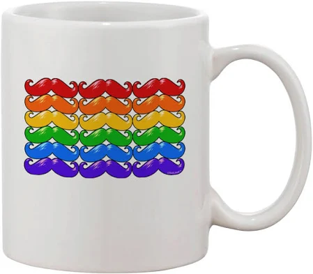 Vibrant Rainbow Mustaches Gay Pride Flag Printed 11 oz Coffee Mug - Expertly Crafted Drinkware