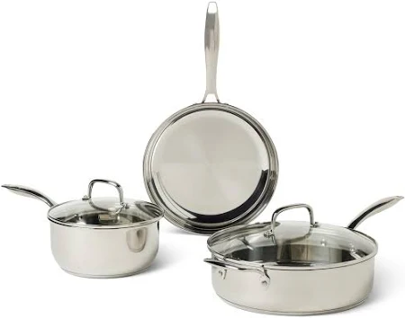 Amazon Basics 5-Piece Stainless Steel Cookware Set