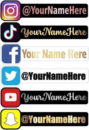 Custom Social Media Username Decals Stickers for Instagram/Facebook/Tiktok/YouTube/Twitter/Snapchat, Car Window Vinyl/3D UV DTF Transfer/Reflective