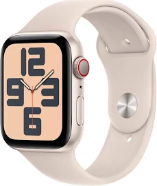 Apple Watch SE (2nd Generation) 44mm / Starlight Aluminum Case with Starlight Sport Band - M/L / GPS + Cellular