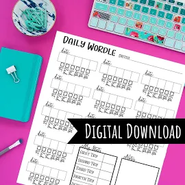 Wordle Tracker, Wordle Game Sheet, Classic Happy Planner, Digital Download, Calendar, Disc Bound, Print and Laminate, Serving Peaches