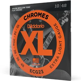 D'Addario Chromes Flat Wound Electric Guitar Strings ECG23 Extra Light 10-48