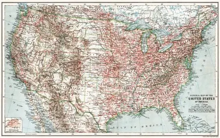 General Map of the United States of America, 1909