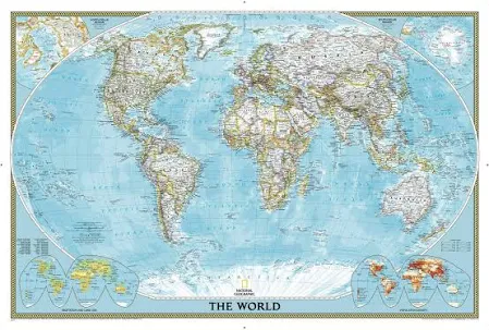 Mapsherpa National Geographic Maps World Classic Wall Map