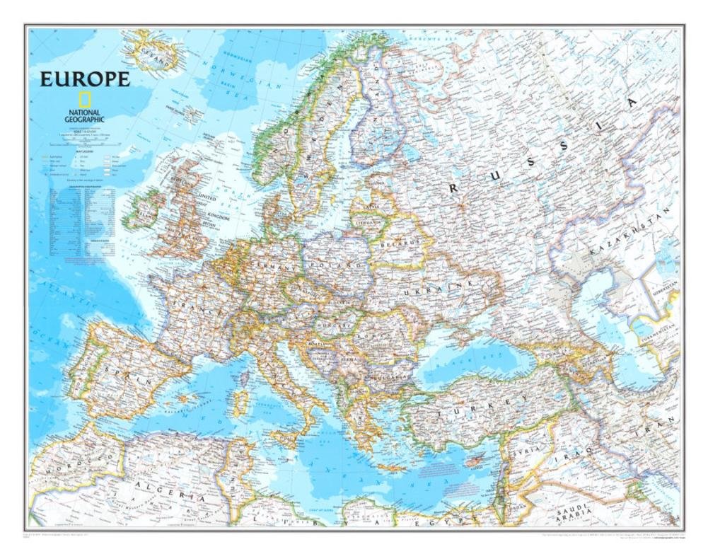 National Geographic Maps Europe Classic Laminated Wall Map