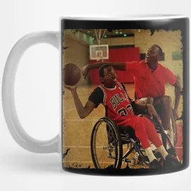 Michael Jordan - Plays A Game Of Wheelchair Basketball Againts Paralympic Eric Barber Mug