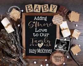 Adding S'more Love Pregnancy Announcement | Letter Board Digital Announcement | Camping Theme | Marshmallow Chocolate | Social Media S'More
